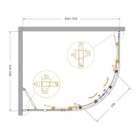 Душевой уголок Cezares Molveno-RH-2-110/90-C-GM-IV, 110 x 90 см, стекло прозрачное, профиль оружейная сталь
