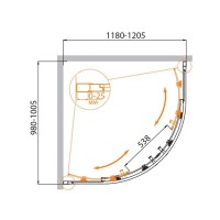 Душевой уголок Cezares MOLVENO-RH-2-120/100-C-Cr-IV, 120 x 100 см, стекло прозрачное антикальций, профиль хром