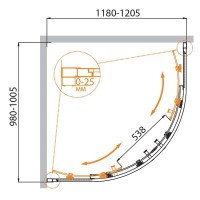 Душевой уголок Cezares MOLVENO-RH-2-120/100-P-Cr, 120 x 100 см, стекло текстурное, профиль хром