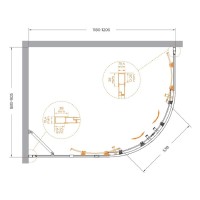 Душевой уголок Cezares Molveno-RH-2-120/90-C-BORO-IV, 120 x 90 см, стекло прозрачное, профиль брашированное золото