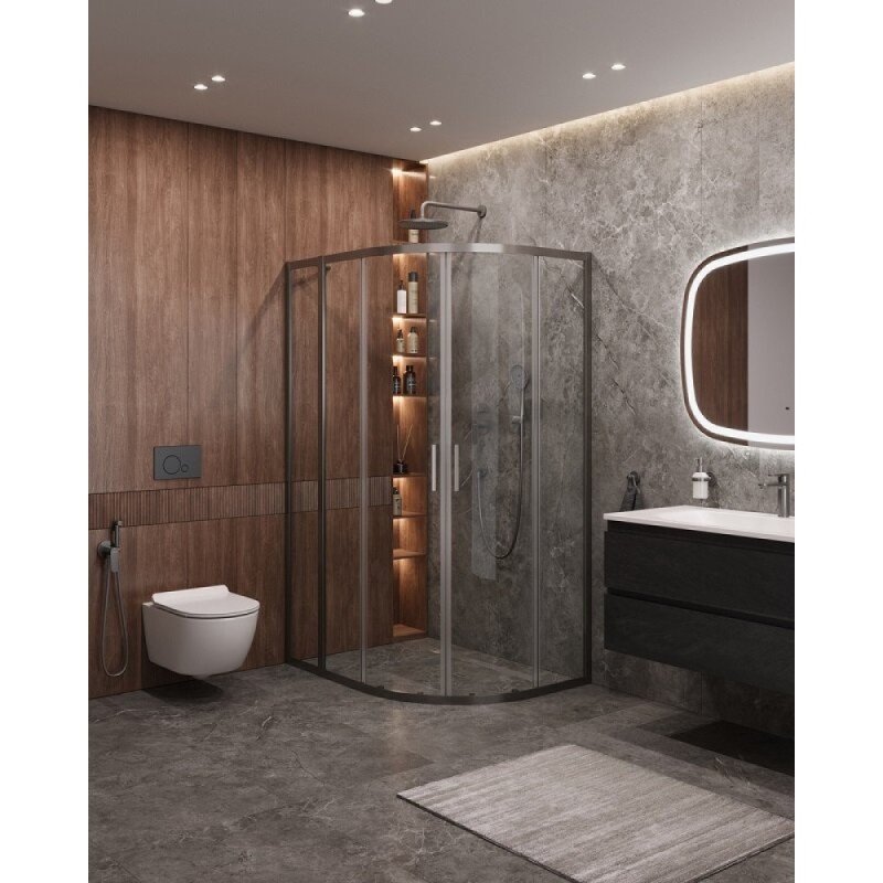 Душевой уголок Cezares Molveno-RH-2-120/90-C-GM-IV, 120 x 90 см, стекло прозрачное, профиль оружейная сталь