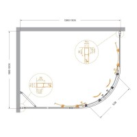 Душевой уголок Cezares Molveno-RH-2-130/100-C-BORO-IV, 130 x 100 см, стекло прозрачное, профиль брашированное золото