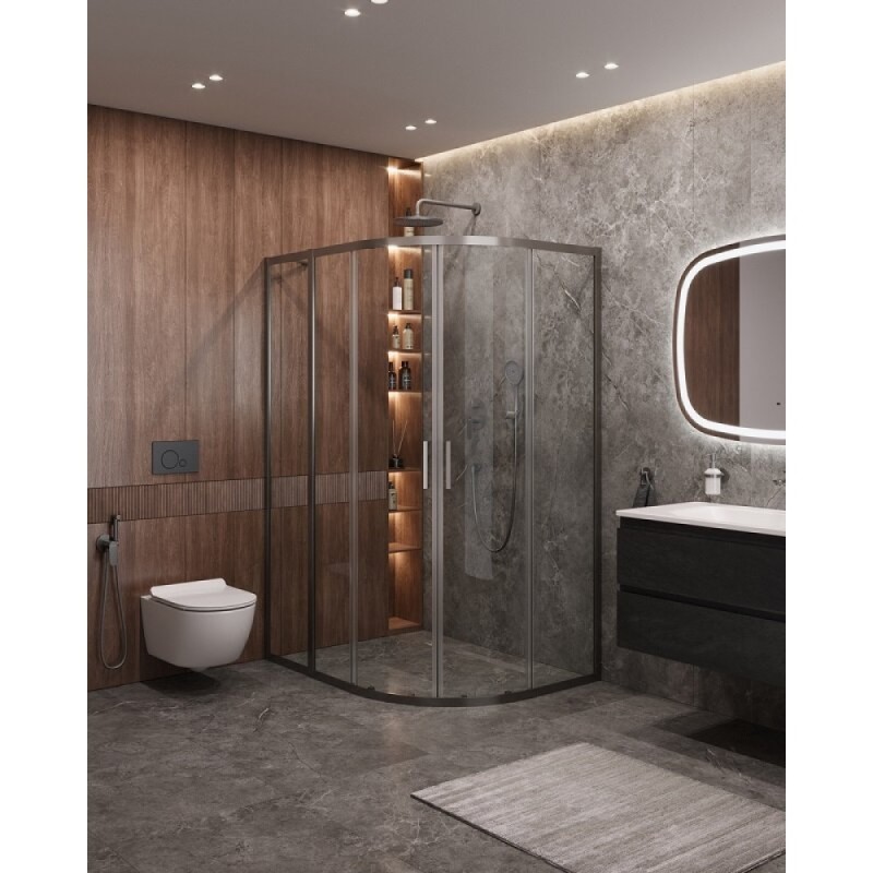 Душевой уголок Cezares Molveno-RH-2-130/100-C-GM-IV, 130 x 100 см, стекло прозрачное, профиль оружейная сталь