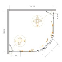 Душевой уголок Cezares Molveno-RH-22-120/110-C-BORO-IV, 120 x 110 см, стекло прозрачное, профиль брашированное золото