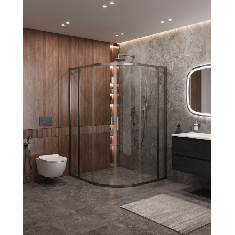 Душевой уголок Cezares Molveno-RH-22-130/120-C-GM-IV, 130 x 120 см, стекло прозрачное, профиль оружейная сталь