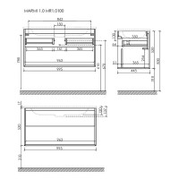 Тумба под раковину Sancos Marmi 1.0 MR1.0100EG, 100 см, подвесная, цвет дуб галифакс натуральный
