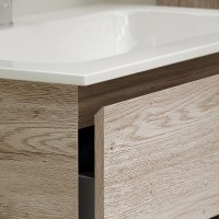 Тумба под раковину Sancos Marmi 1.0 MR1.0100LEG, 100 см, подвесная, цвет дуб галифакс натуральный, левая