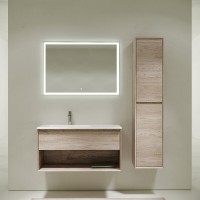 Тумба под раковину Sancos Marmi 1.0 MR1.0100REG, 100 см, подвесная, цвет дуб галифакс натуральный, правая