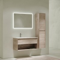 Тумба под раковину Sancos Marmi 1.0 MR1.0100LEG, 100 см, подвесная, цвет дуб галифакс натуральный, левая