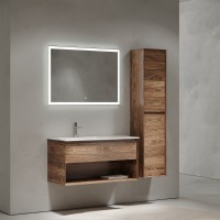 Тумба под раковину Sancos Marmi 1.0 MR1.0100LECH, 100 см, подвесная, цвет дуб чарльстон, левая