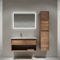 Тумба под раковину Sancos Marmi 1.0 MR1.0100RECH, 100 см, подвесная, цвет дуб чарльстон, правая