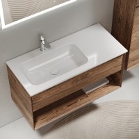 Тумба под раковину Sancos Marmi 1.0 MR1.0100LECH, 100 см, подвесная, цвет дуб чарльстон, левая