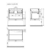 Тумба под раковину Sancos Marmi 1.0 MR1.070EG, 70 см подвесная, цвет дуб галифакс натуральный