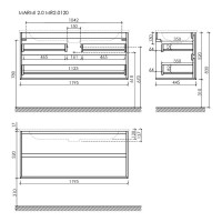 Тумба под раковину Sancos Marmi 2.0 MR2.0120EG, 120 см, подвесная, цвет дуб галифакс натуральный