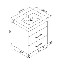 Тумба с раковиной Iddis New Custo 70 см подвесная, белая, NCU70W0i95