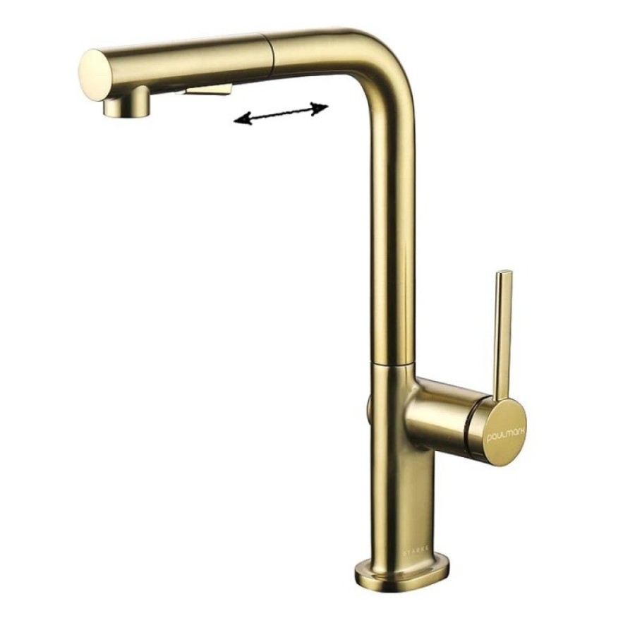Смеситель Paulmark Neo, для кухонной мойки, цвет брашированное золото, Ne214419-BG