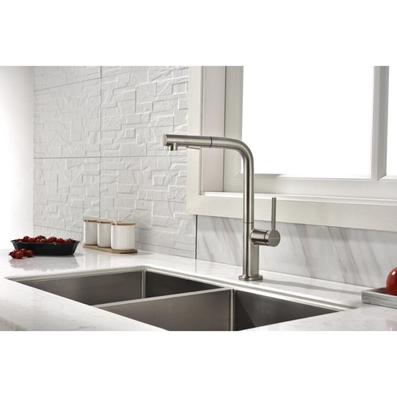Смеситель Paulmark Neo Ne214419-BS, для кухонной мойки, брашированная сталь