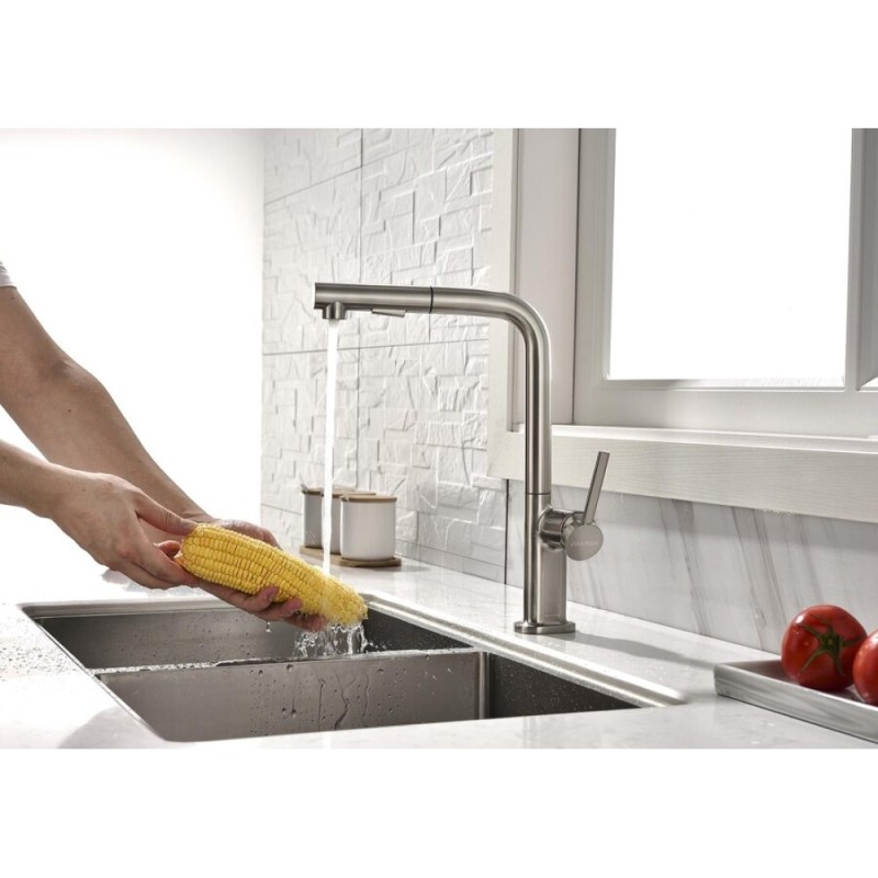 Смеситель Paulmark Neo Ne214419-BS, для кухонной мойки, брашированная сталь