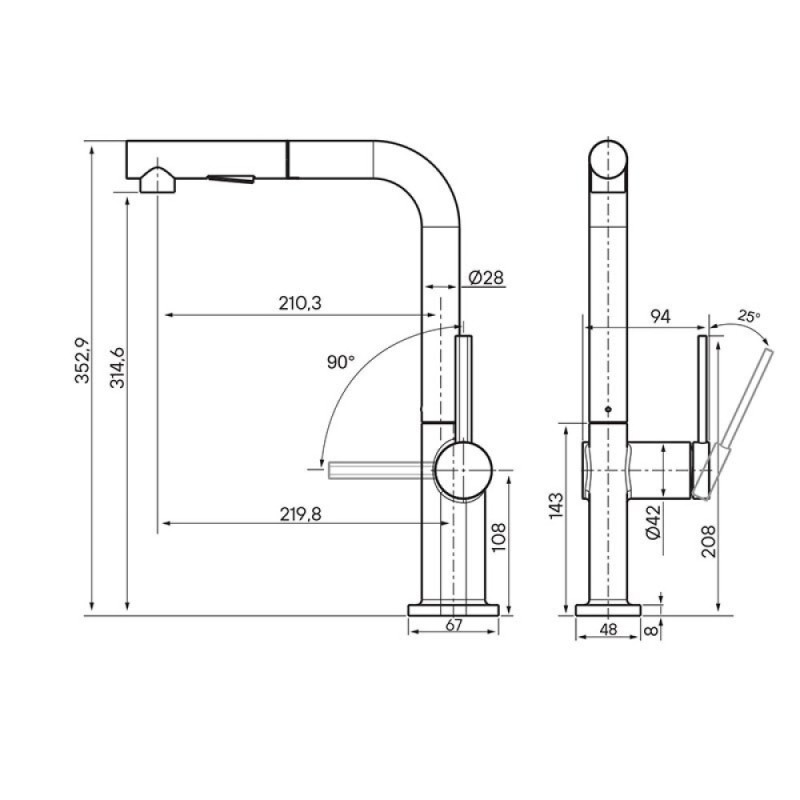 Смеситель Paulmark Neo Ne214419-BS, для кухонной мойки, брашированная сталь