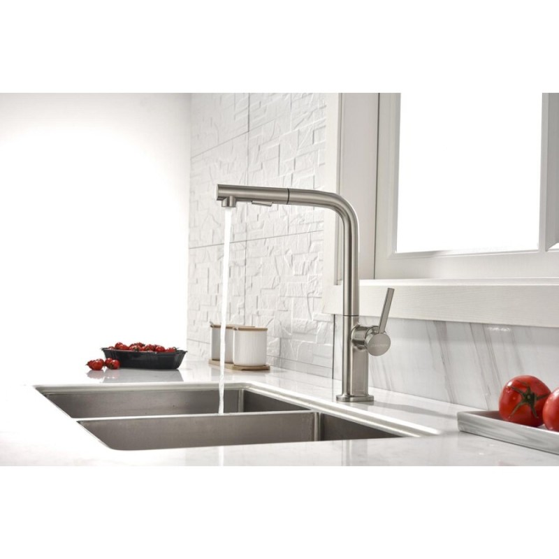 Смеситель Paulmark Neo Ne214419-BS, для кухонной мойки, брашированная сталь