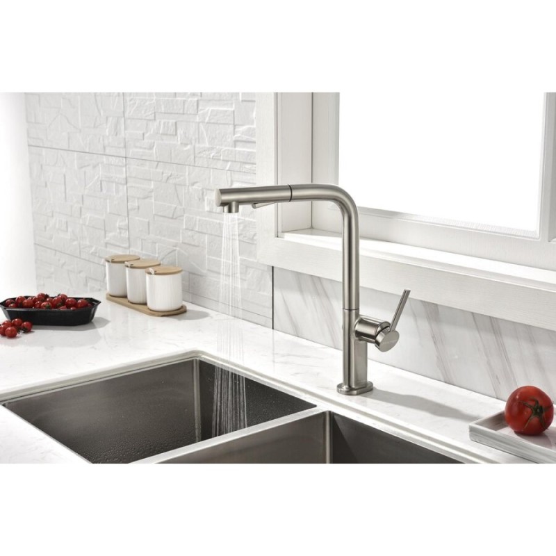 Смеситель Paulmark Neo Ne214419-BS, для кухонной мойки, брашированная сталь