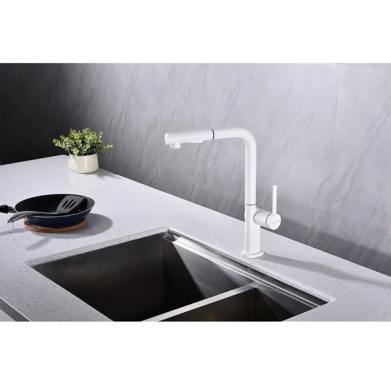 Смеситель Paulmark Neo Ne214419-WH, для кухонной мойки, белый матовый