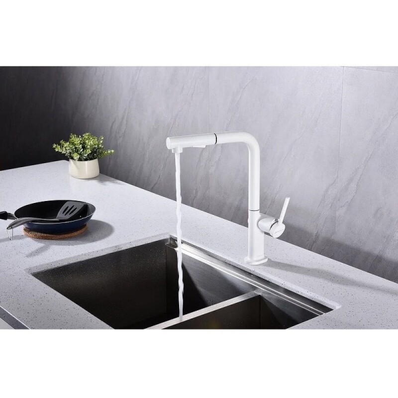 Смеситель Paulmark Neo Ne214419-WH, для кухонной мойки, белый матовый