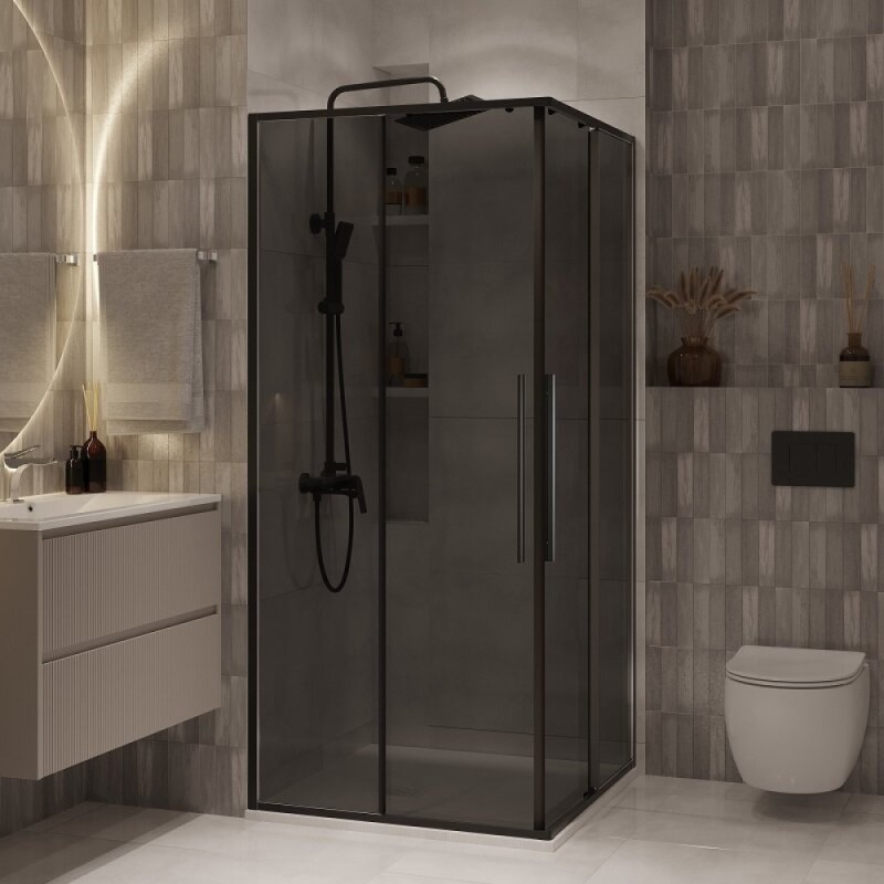 Душевой уголок Niagara Nova NG-2822-34BLACK, 80 х 80 см, стекло тонированное, профиль черный матовый
