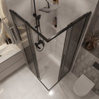 Душевой уголок Niagara Nova NG-2824-34BLACK, 100 х 100 см, стекло тонированное, профиль черный матовый