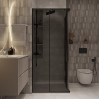 Душевой уголок Niagara Nova NG-2824-34BLACK, 100 х 100 см, стекло тонированное, профиль черный матовый