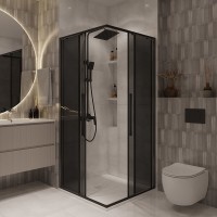 Душевой уголок Niagara Nova NG-2824-34BLACK, 100 х 100 см, стекло тонированное, профиль черный матовый