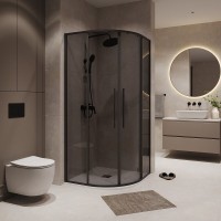 Душевой уголок Niagara Nova NG-2825-34BLACK, 80 х 80 см, стекло тонированное, профиль черный матовый
