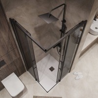 Душевой уголок Niagara Nova NG-2828-34BLACK, 80 х 80 см, стекло тонированное, профиль черный матовый