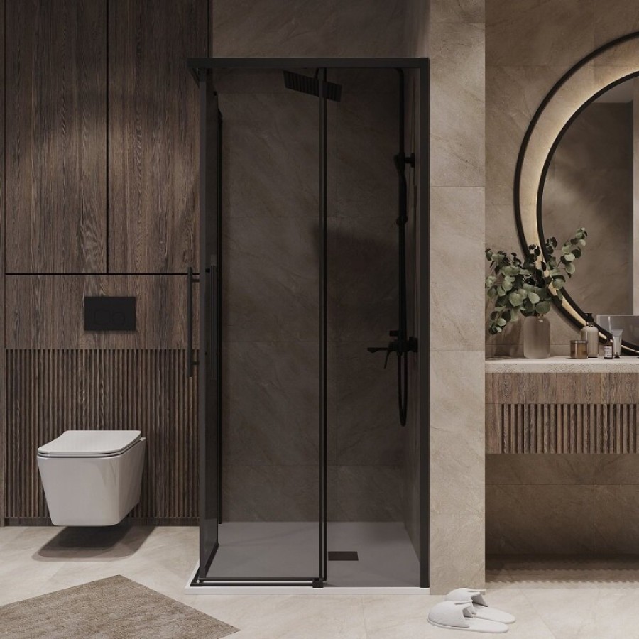 Душевой уголок Niagara Nova NG-2828-34BLACK, 80 х 80 см, стекло тонированное, профиль черный матовый