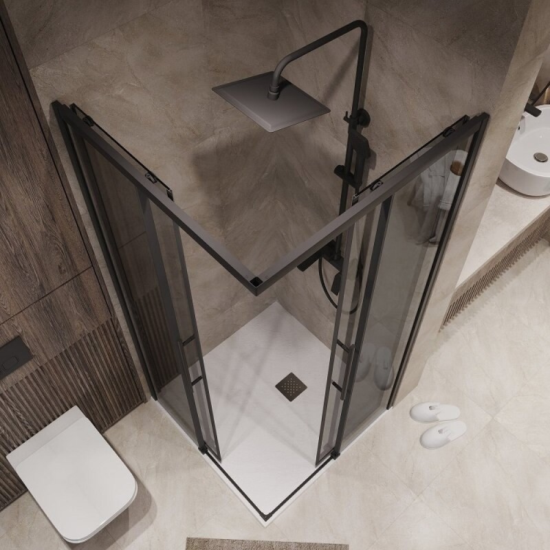 Душевой уголок Niagara Nova NG-2829-34BLACK, 90 х 90 см, стекло тонированное, профиль черный матовый
