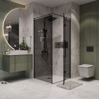 Душевой уголок Niagara Nova NG-2831-34BLACK, 90 х 90 см, стекло тонированное, профиль черный матовый