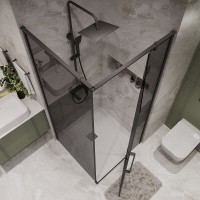 Душевой уголок Niagara Nova NG-2832-34BLACK, 100 х 100 см, стекло тонированное, профиль черный матовый