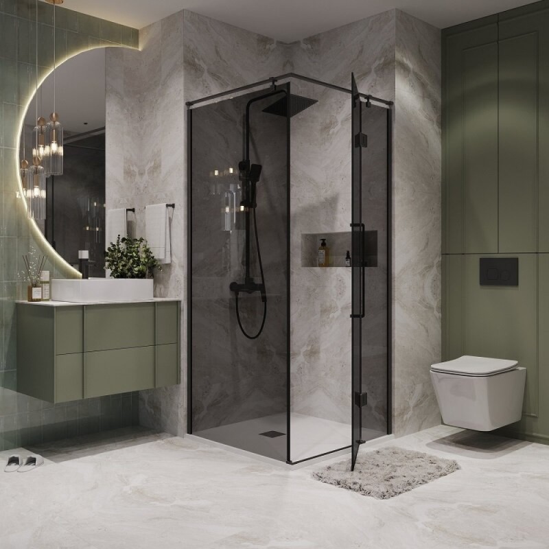 Душевой уголок Niagara Nova NG-2832-34BLACK, 100 х 100 см, стекло тонированное, профиль черный матовый
