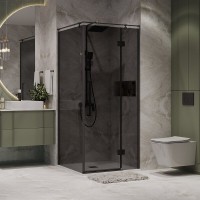 Душевой уголок Niagara Nova NG-2832-34BLACK, 100 х 100 см, стекло тонированное, профиль черный матовый