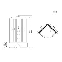 Душевая кабина Niagara Ultra 90 x 90 см, высокий поддон, профиль хром, стекло прозрачное с матовой полосой, NG-308-01