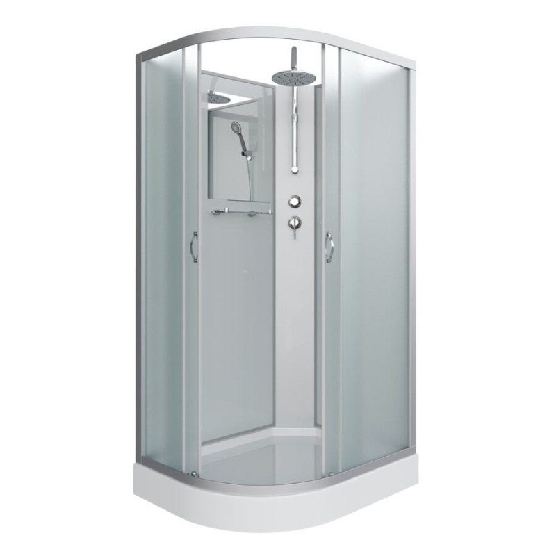 Душевая кабина Niagara Classic 120 x 80 см, низкий поддон, профиль серебро, стекло матовое, левая, NG-3312-14LBKTG