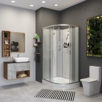 Душевая кабина Niagara Classic 120 x 80 см, низкий поддон, профиль серебро, стекло матовое, левая, NG-3312-14LBKTG