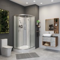 Душевая кабина Niagara Classic 120 x 80 см, низкий поддон, профиль серебро, стекло матовое, левая, NG-3312-14LBKTG
