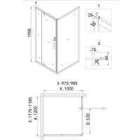 Душевой уголок Niagara Nova, 120 х 100 х 190 см, профиль золото, стекло прозрачное, NG-43-12AG-A100G