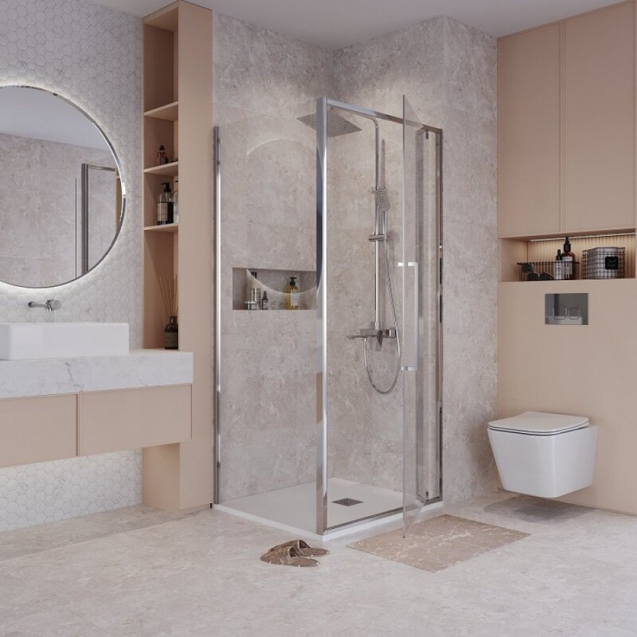 Душевой уголок Niagara Nova NG-66-8A-A90-34, 80 х 90 см, стекло прозрачное, профиль хром