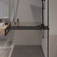 Душевая стенка Niagara Nova NG-670-10ВLACK, 100 х 195 см, со свободным входом, стекло прозрачное, профиль черный матовый