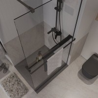 Душевая стенка Niagara Nova NG-670-10ВLACK, 100 х 195 см, со свободным входом, стекло прозрачное, профиль черный матовый