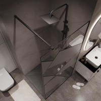 Душевая стенка Niagara Nova NG-680-90BLACK, 90 х 195 см, со свободным входом, стекло прозрачное с рисунком, профиль черный матовый