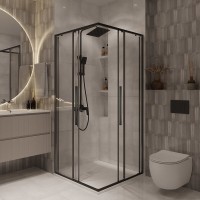 Душевой уголок Niagara Nova NG-6822-34BLACK, 80 х 80 см, стекло прозрачное, профиль черный матовый