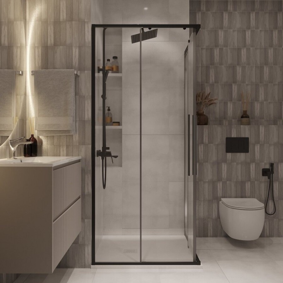 Душевой уголок Niagara Nova NG-6822-34BLACK, 80 х 80 см, стекло прозрачное, профиль черный матовый